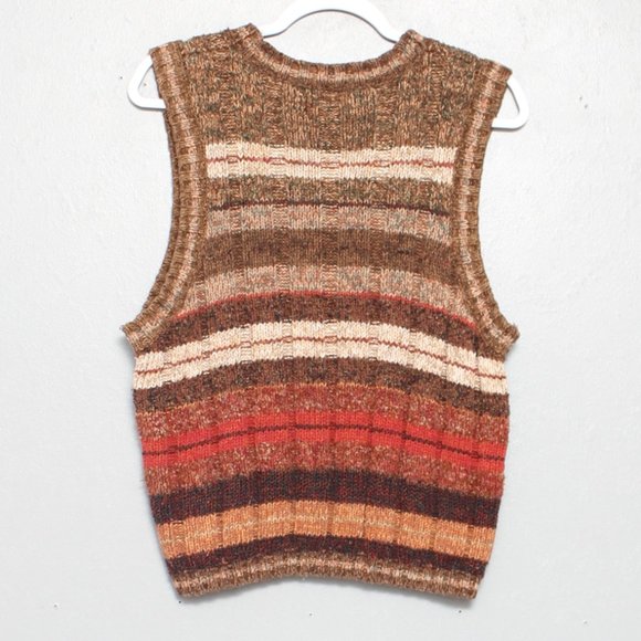 St John’s Bay Vintage Striped Wide Rib Button-Up Sweater Vest - Picture 2 of 4